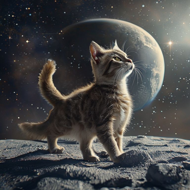 AI generated cat on moon